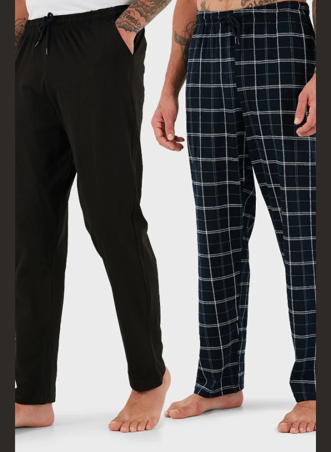 Buratti Buratti Cotton Regular Fit Normal Waist Straight Leg Pocketed Pajama Bottoms 2-Pack Men's Pajama Bottoms 6574003S2